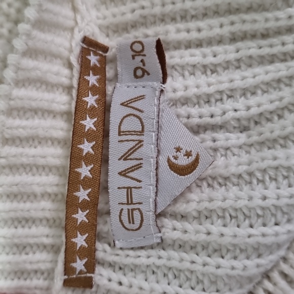 Ghanda, girls knit jumper, cream with colourful stripes, size 9-10 - Picture 8 of 9